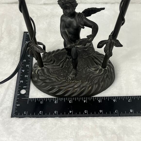 Art Nouveau Style Cherub Accent Lamp With Ruffled Glass Shade & Iffland Mark - Picture 11 of 12